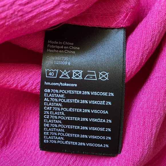 NWT H&M Hot Pink Gathered Scoop Neck Bodycon Mini Dress with Ruching Size  XS - Picture 16 of 16